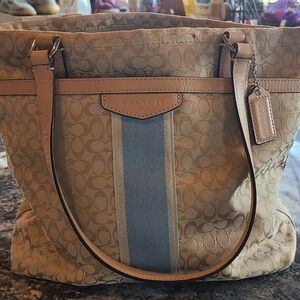 Coach Signature Striped Shoulder Bag